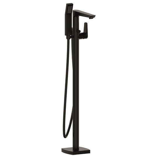 Freestanding bathtub-shower mixer Inter Ceramic matte black finish with shower set