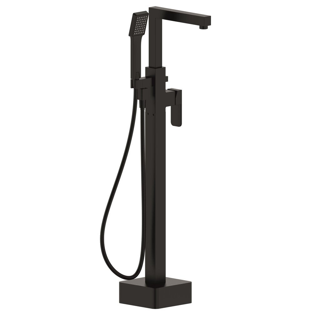 Смесител за вана-душ freestanding Inter Ceramic в матово черно с комплект за душ