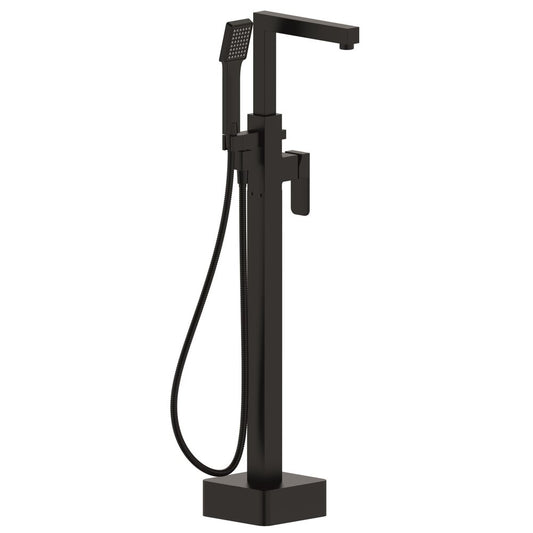 Freestanding bathtub-shower mixer Inter Ceramic matte black with shower set