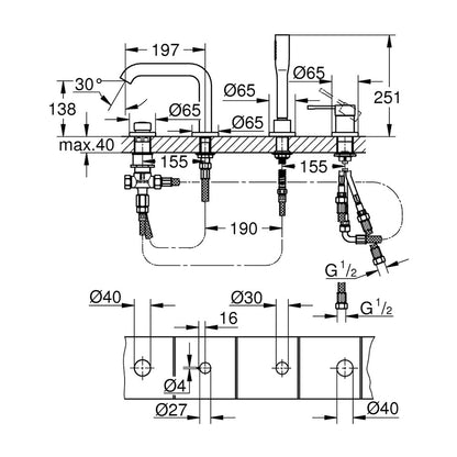 Grohe Essence Supersteel 4-Element Bathtub-Shower Faucet