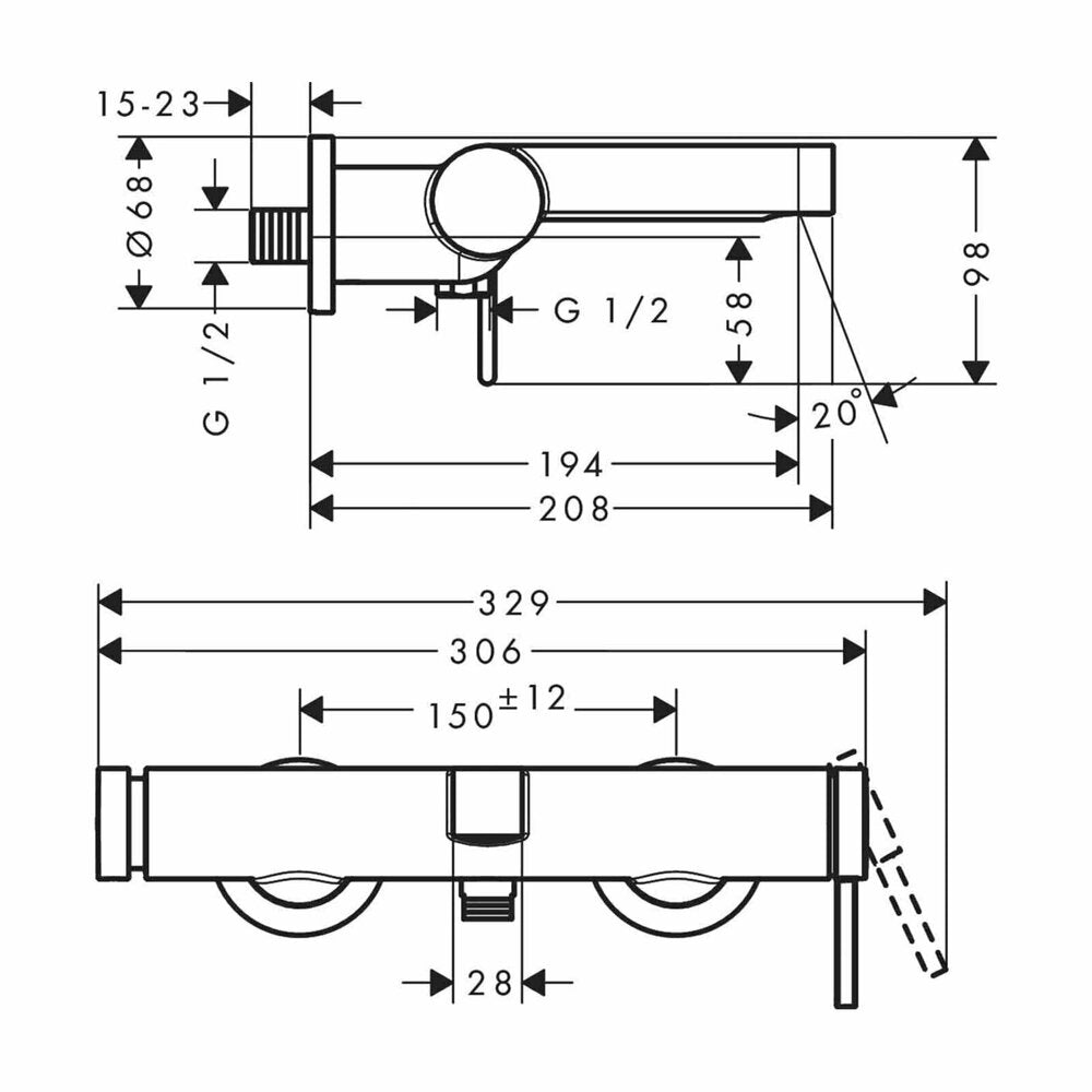 Hansgrohe Finoris Chrome Single-Lever Bath-Shower Mixer