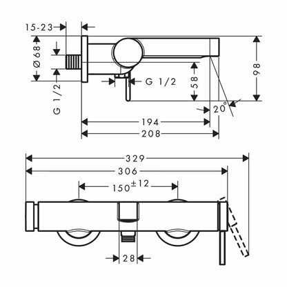Hansgrohe Finoris Chrome Single-Lever Bath-Shower Mixer