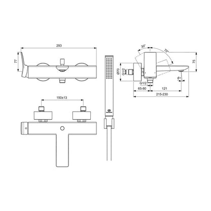 Bathtub - Shower Faucet Ideal Standard Atelier Conca Brushed Gold with Shower Set