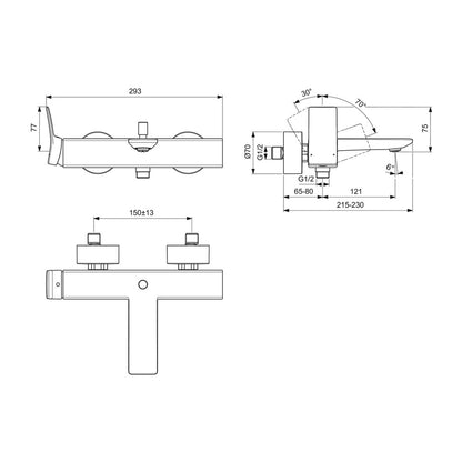 Bathtub-shower mixer Ideal Standard Atelier Conca glossy chrome single-lever