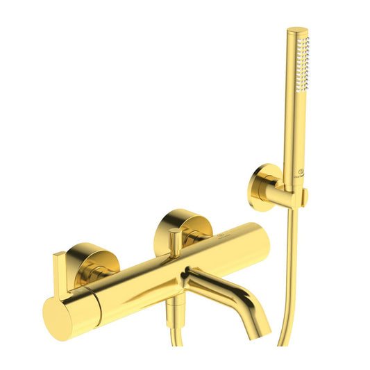 Смесител за вана - душ Ideal Standard Atelier Joy в brushed злато с комплект душ