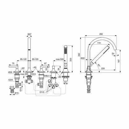 Ideal Standard Atelier Joy Neo 5 Elements Chrome Bathtub-Shower Faucet