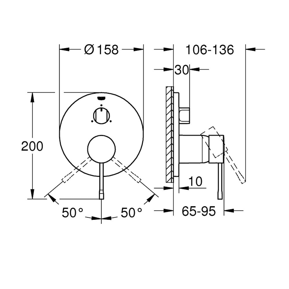 Grohe Essence Built-in Bath-Shower Mixer with 3 Outputs in Supersteel Finish