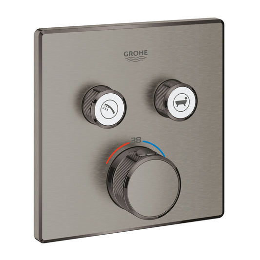 Grohe Grohtherm SmartControl Concealed Bath-Shower Mixer in Hard Graphite Finish without Built-in Body