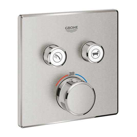 Grohe Grohtherm SmartControl Concealed Shower and Bath Mixer Chrome Supersteel without Built-in Body