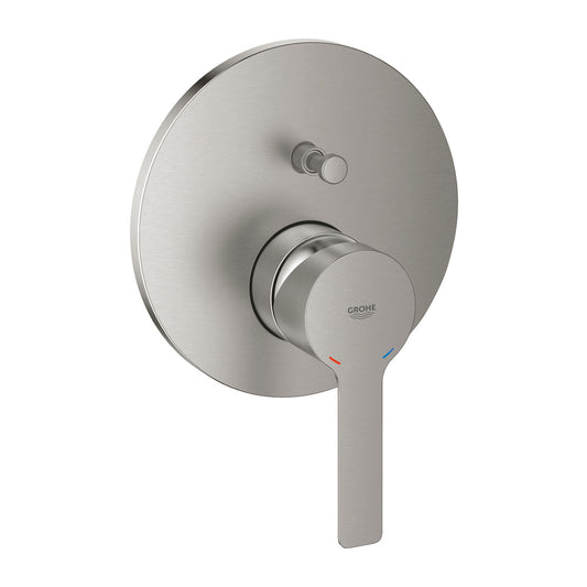 Вградена батерия за вана - душ Grohe Lineare, 2 изхода, хром с матова стомана без вграден корпус