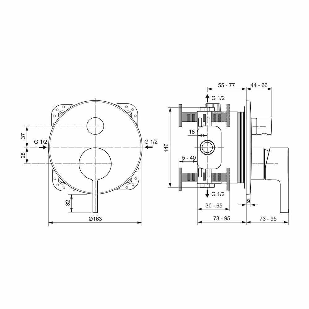 Смесител за ванна - вграден душ Ideal Standard Atelier Joy златен мат без вграденото тяло
