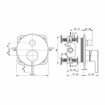 Смесител за ванна - вграден душ Ideal Standard Atelier Joy златен мат без вграденото тяло