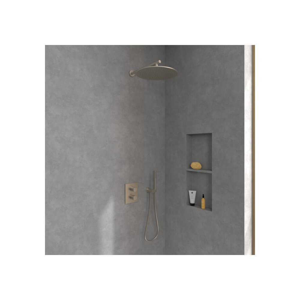 Вградена смесителна батерия за вана-душ Villeroy&Boch Angular с brushed nickel без вградена част