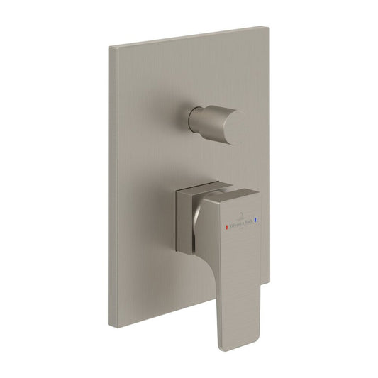Вградена смесителна батерия за вана-душ Villeroy&Boch Architectura Square с brushed nickel без вградена част