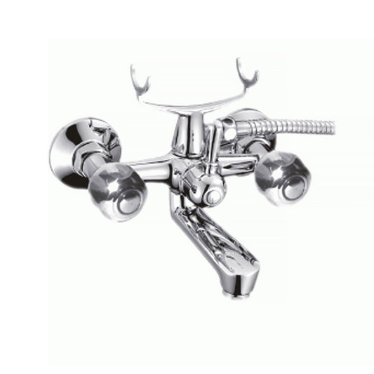 Bathtub-Shower Inter Ceramic Klier Double-Handle Glossy Chrome with Shower Set