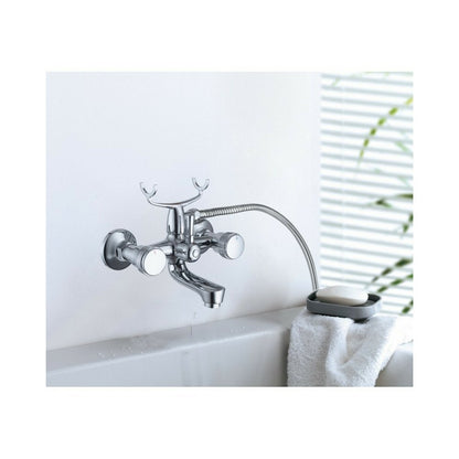 Bathtub-Shower Inter Ceramic Kuik Double-Handle Glossy Chrome with Shower Set