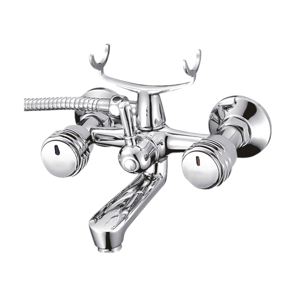 Bathtub-Shower Inter Ceramic Kuik Double-Handle Glossy Chrome with Shower Set