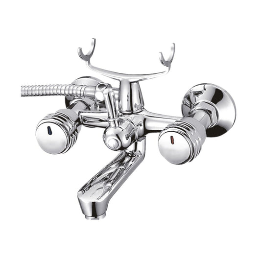 Bathtub-Shower Inter Ceramic Kuik Double-Handle Glossy Chrome with Shower Set
