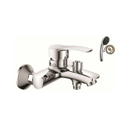Bathtub-Shower Inter Ceramic Quadrat Single-Handle Glossy Chrome with Shower Set