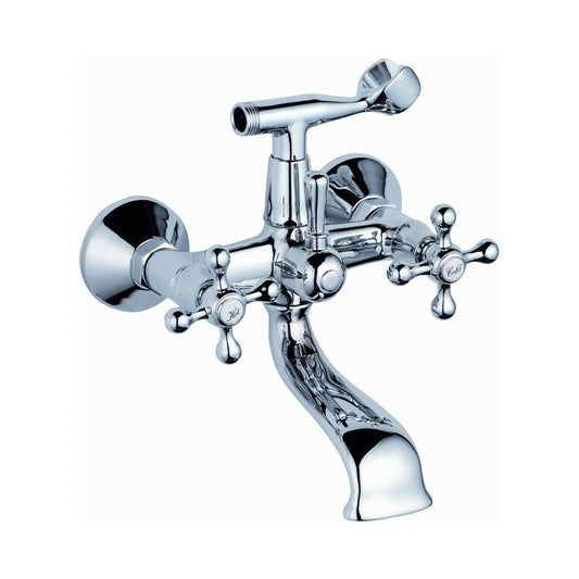 Bathtub-Shower Inter Ceramic Retro Double-Handle Glossy Chrome Finish with Shower Set