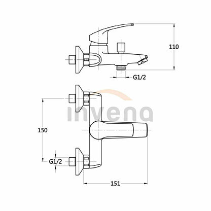 Invena Malta Chrome Bathtub - Shower Faucet