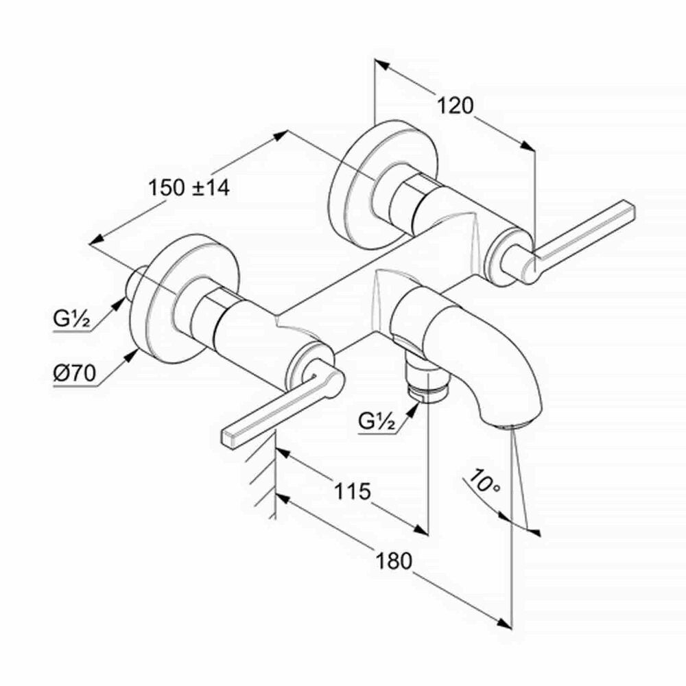 Kludi Nova Fonte Puristic Bath-Shower Mixer Chrome