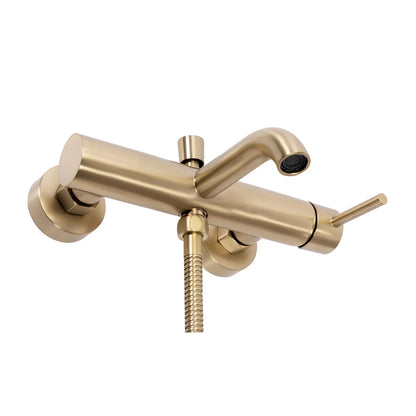 Rea Lungo Gold Plated Bathtub - Shower Mixer with Shower Set