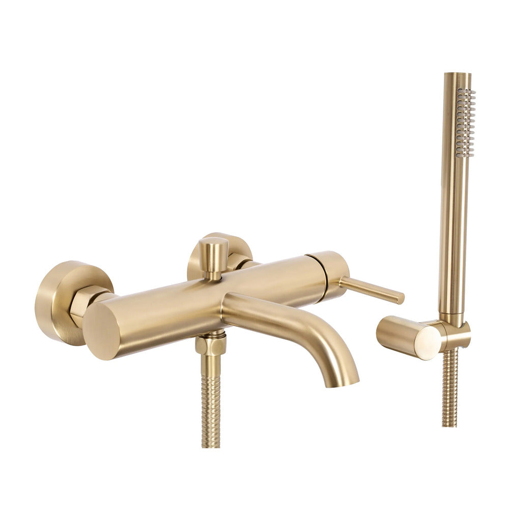Rea Lungo Gold Plated Bathtub - Shower Mixer with Shower Set