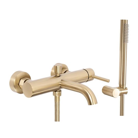 Rea Lungo Gold Plated Bathtub - Shower Mixer with Shower Set