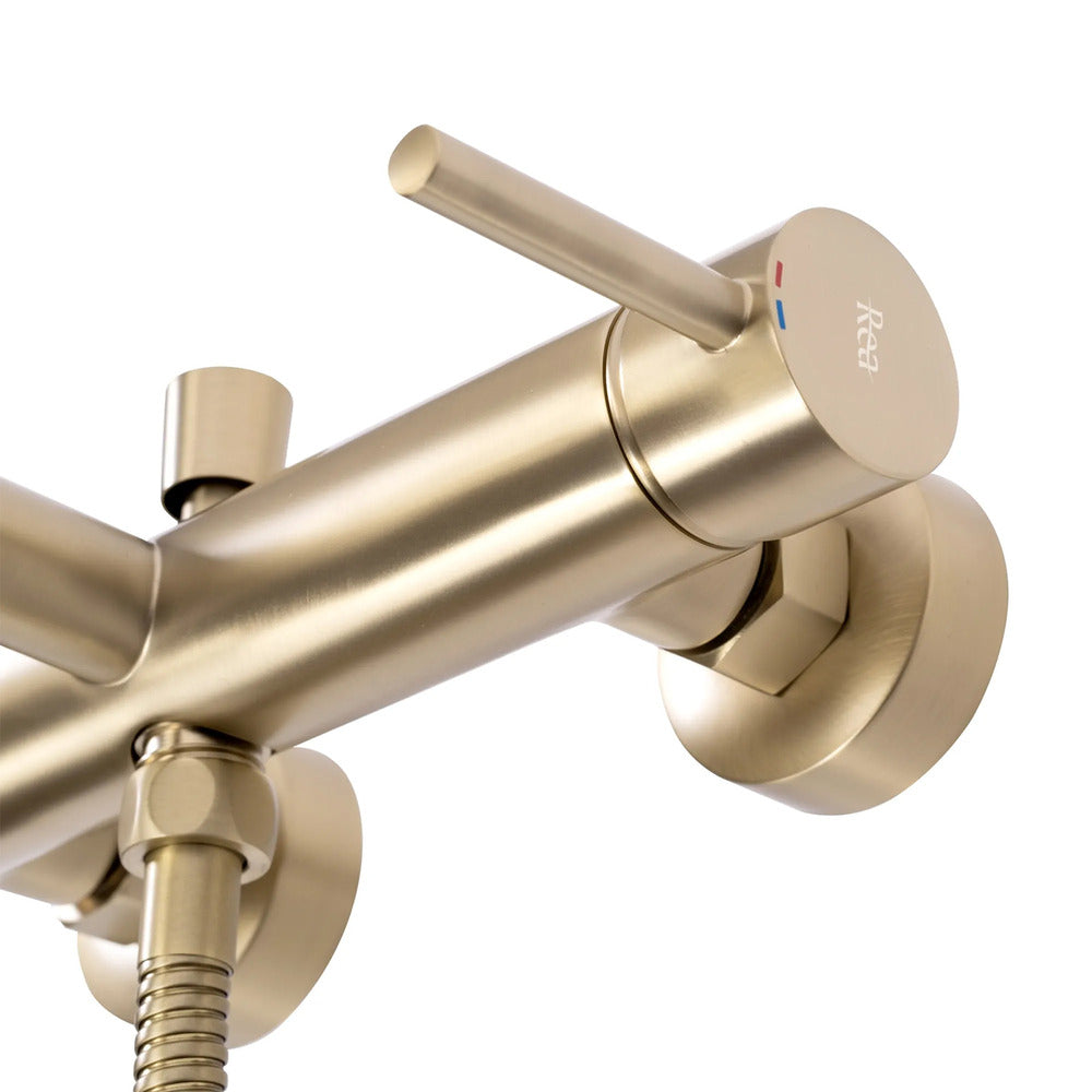 Rea Lungo Gold Plated Bathtub - Shower Mixer with Shower Set