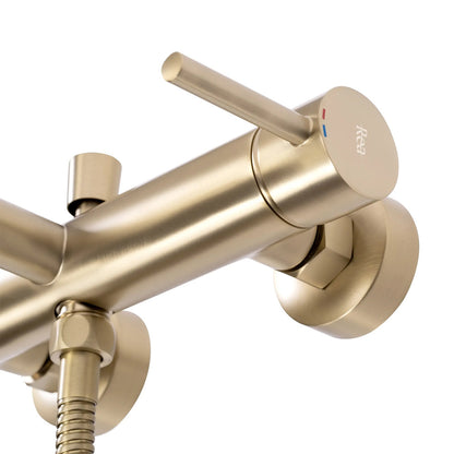 Rea Lungo Gold Plated Bathtub - Shower Mixer with Shower Set