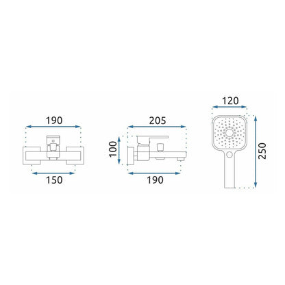 Rea Orix Gold Single-Lever Bath-Shower Mixer with Shower Set