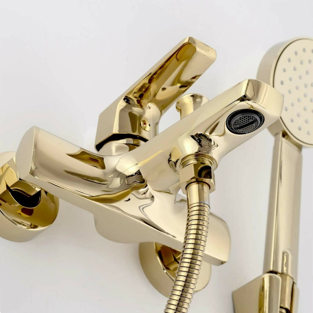 Rea Rusel Gold Single-Lever Bathtub - Shower Mixer with Shower Set