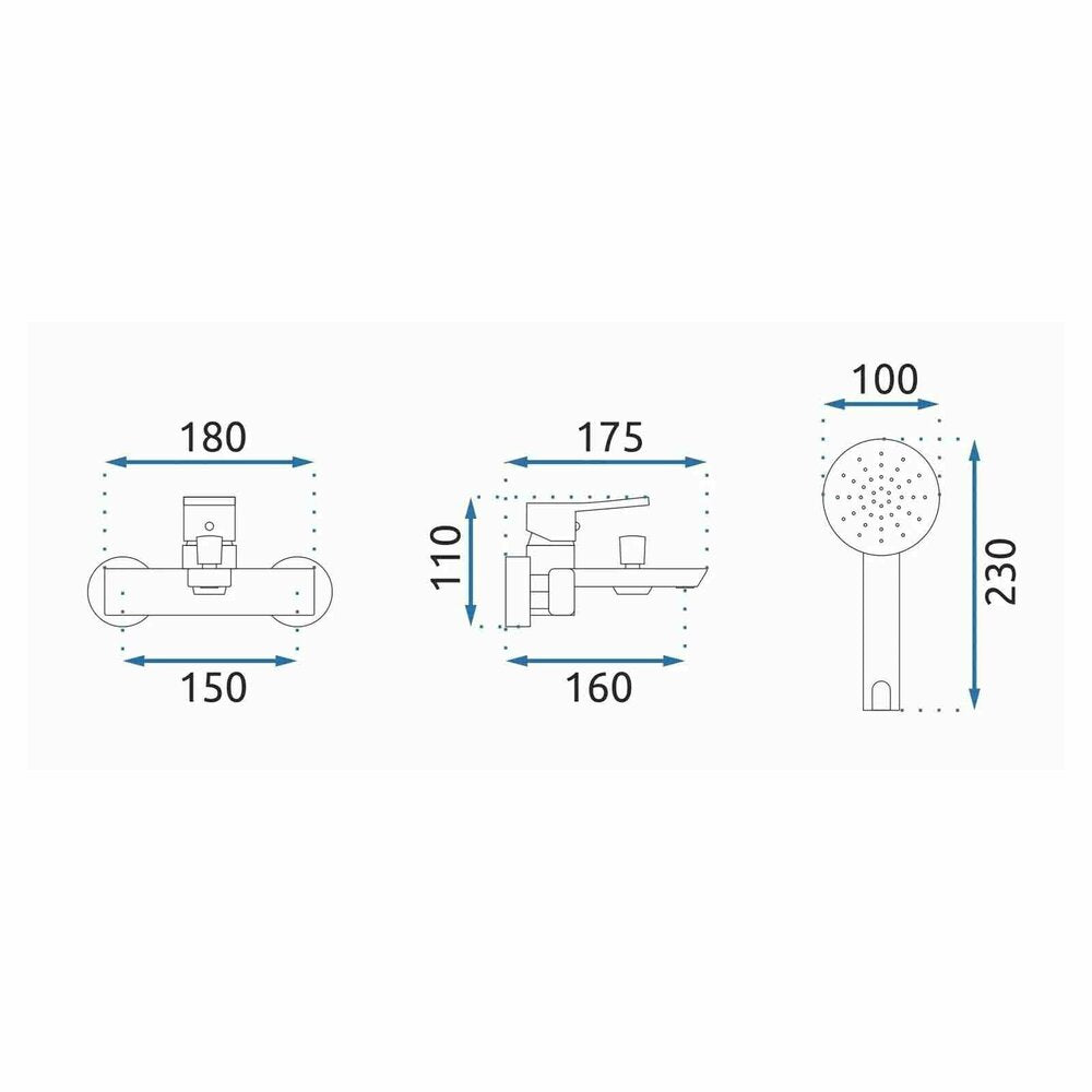 Rea Rusel Gold Single-Lever Bathtub - Shower Mixer with Shower Set
