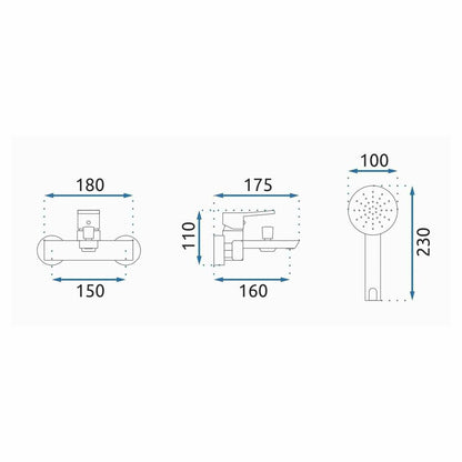 Rea Rusel Gold Single-Lever Bathtub - Shower Mixer with Shower Set