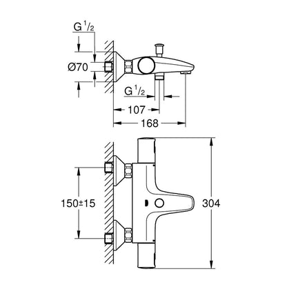 Термостатен смесител за вана-душ Grohe Precision Start хром
