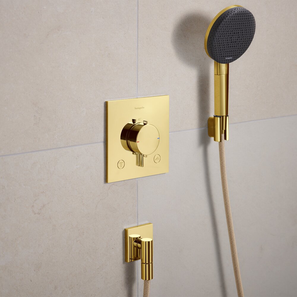 Термостатен смесител за вана-душ Hansgrohe Ecostat Comfort E с лъскаво златно покритие без вградена част
