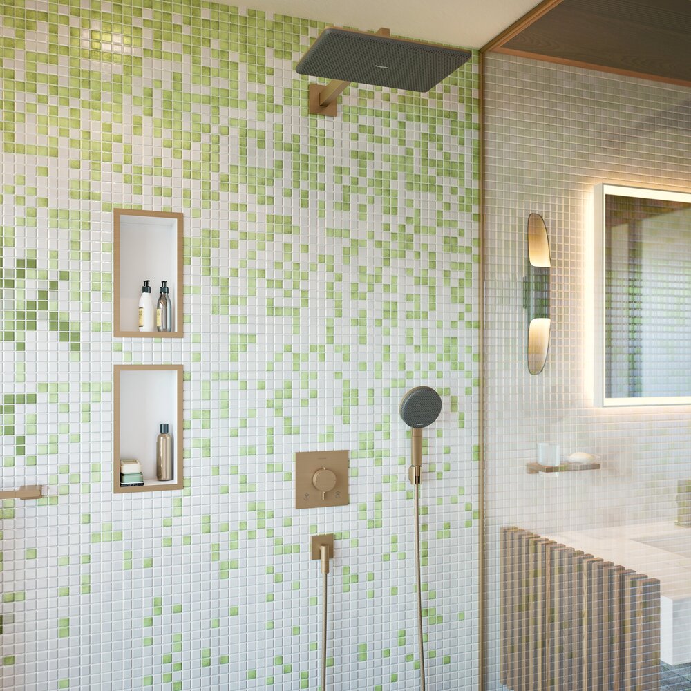 Термостатен смесител за вана-душ Hansgrohe Ecostat Comfort E с матово бронзово покритие без вградена част