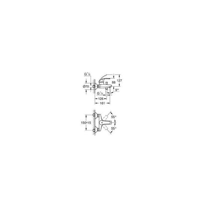Grohe Eurosmart New Chrome Bathtub - Shower Mixer