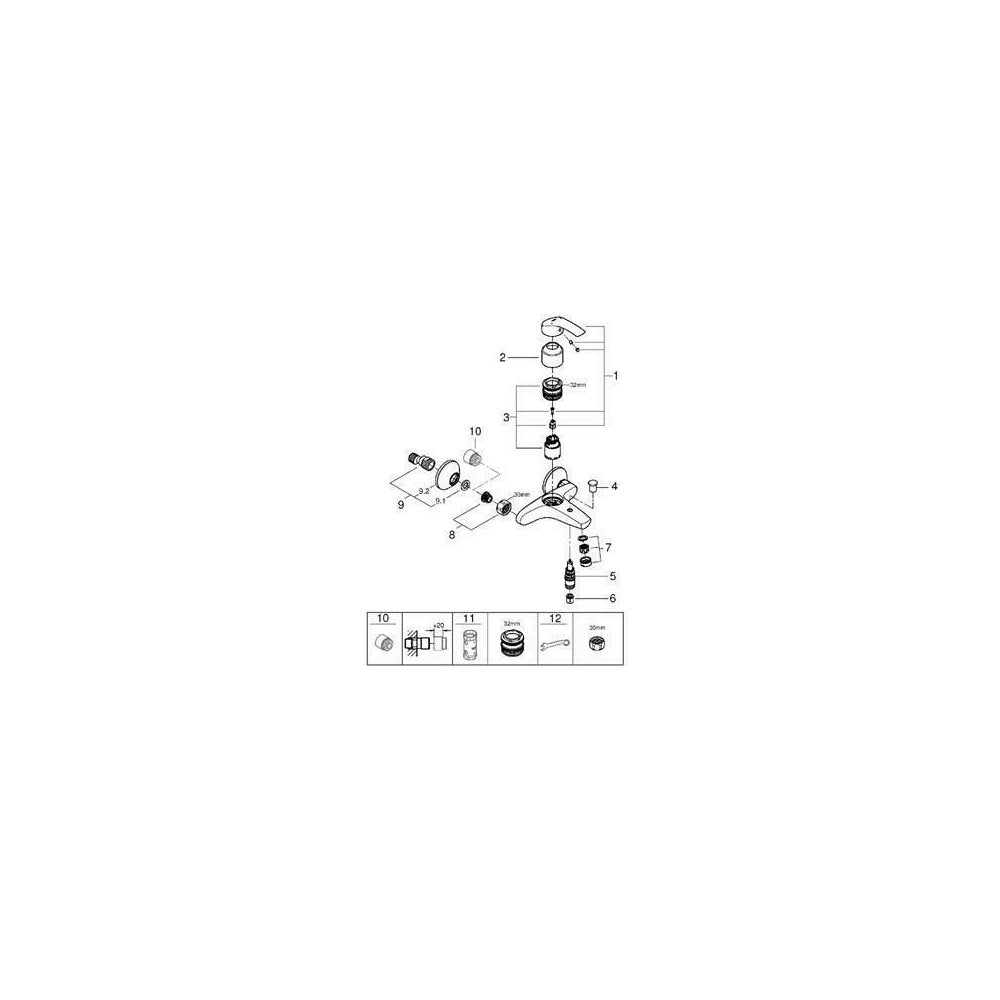 Grohe Eurosmart New Chrome Bathtub - Shower Mixer