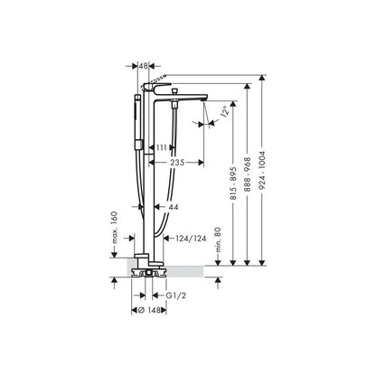 Freestanding Bathtub - Shower Faucet Hansgrohe Metropol with Cut-Out Handle Chrome