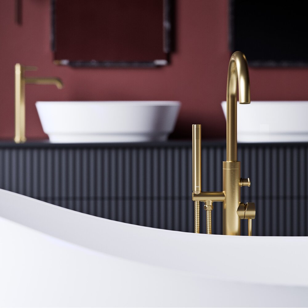 Floor-Mounted Bathtub Faucet Omnires Y Brushed Gold