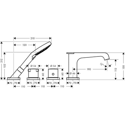 Hansgrohe Axor CitterioE Thermostatic Bathtub Mixer with 4 Elements