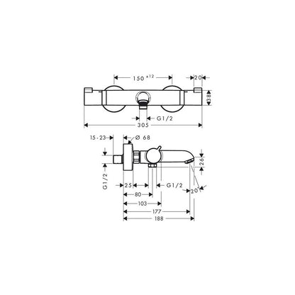 Thermostatic Bath - Shower Mixer Hansgrohe Ecostat Comfort Brushed Bronze