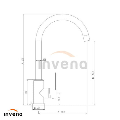 Смесител за кухня Invena Iron едноръкоходен черен - хром