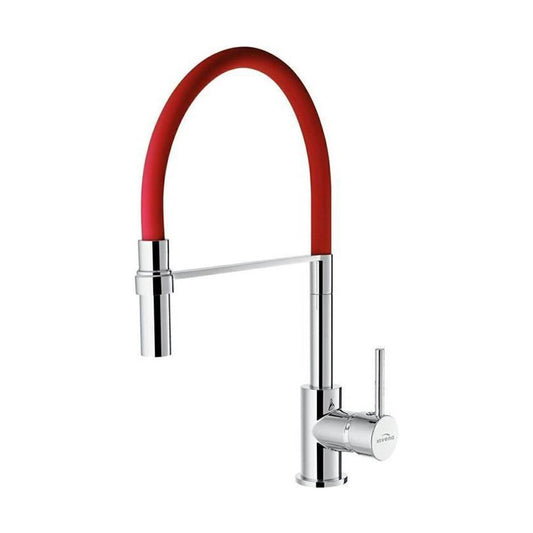 Кухненски смесител Invena Kameleon Sink червен - хром