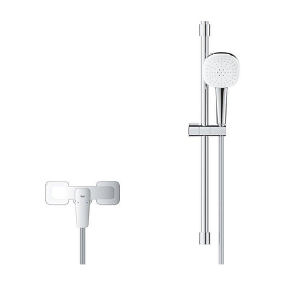 Смесител за душ Grohe Cubeo с хромирано покритие и комплект за душ с 2 функции
