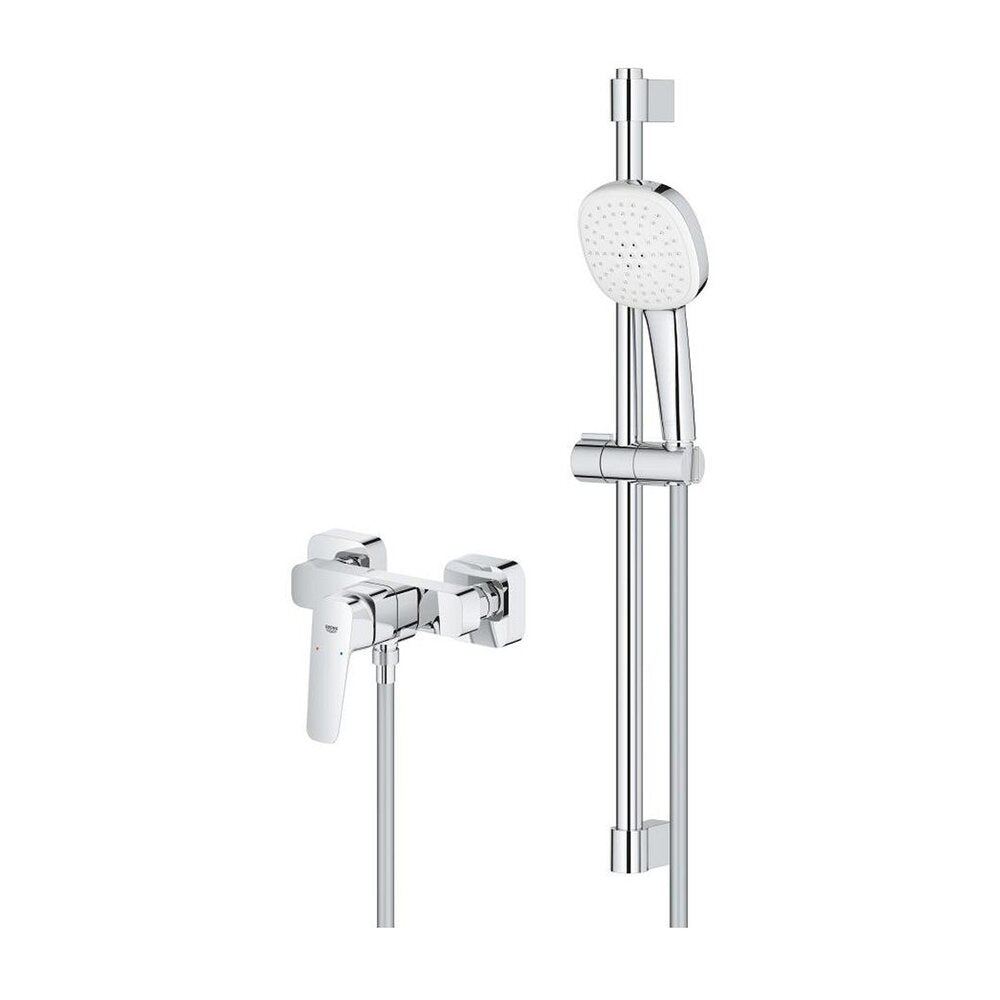 Смесител за душ Grohe Cubeo с хромирано покритие и комплект за душ с 2 функции