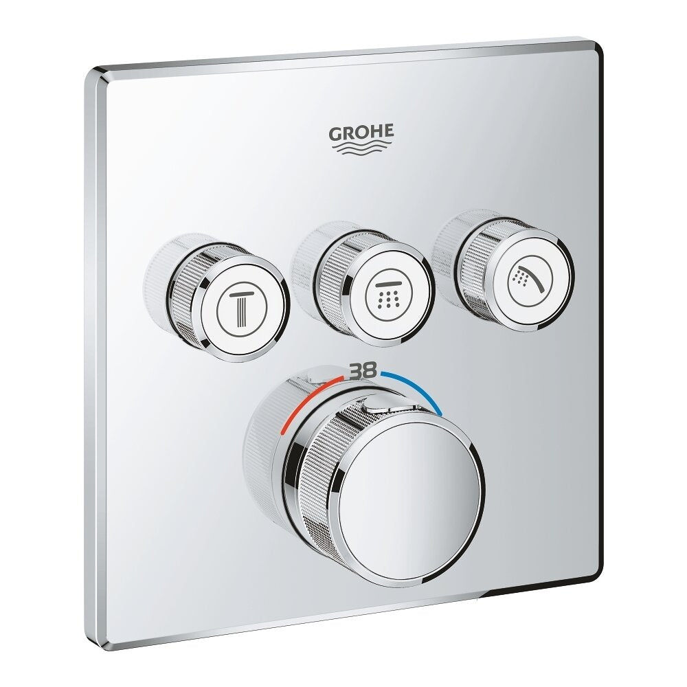 Grohe Grohtherm SmartControl Square Thermostatic Shower Valve with 3 Outlets