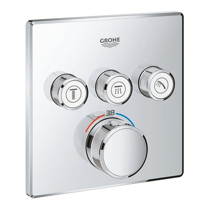 Grohe Grohtherm SmartControl Square Thermostatic Shower Valve with 3 Outlets